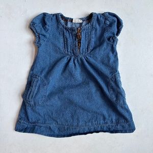 Mini Boden Blue Denim Puff Sleeve Dress - Size 3-4Y